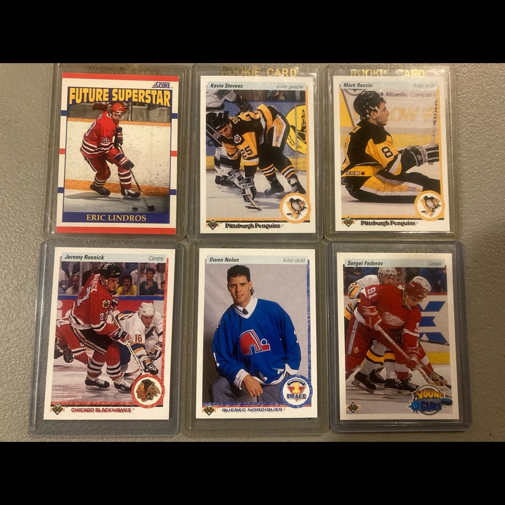 LOT NHL Rookies 1990 UPPER DECK NHL ROENICK FEDOROV LINDROS NOLAN RECCI STEVENS